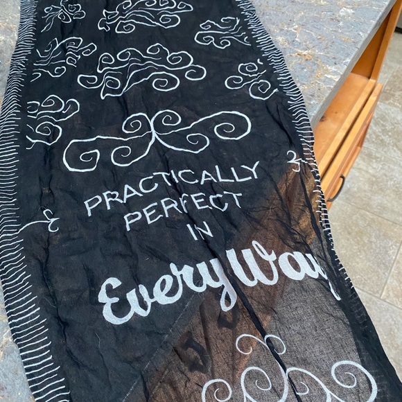 Brand: Disney Parks black and white Mary Poppins scarf approx. 67” x 16” - Picture 1 of 6